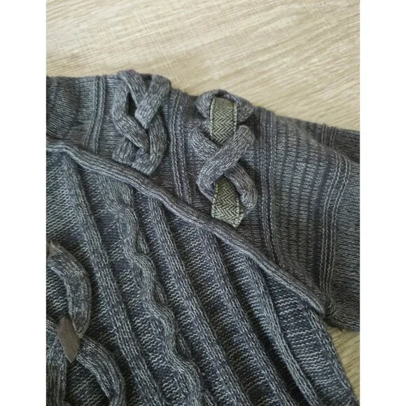 Covelo Wool Angora Rabbit Silk Cotton Cable Knit Mock Neck Cardigan Sweater M - Picture 6 of 15